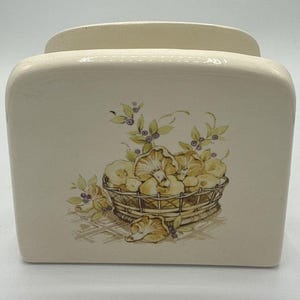 Vintage Korb/Pilz/Weinstock Muster Großer Keramik Serviettenhalter 6.5x5.5x3.5