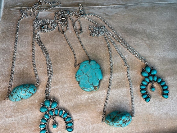 Turquoise Stone Necklace Turquoise Jewelry Western Jewelry 