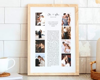 2nd Anniversary Gift for Her, Personalized Wedding Anniversary Gift for Wife, Custom Picture Gifts, Cotton Anniversary Photo Collage Gift