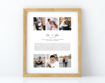 2nd Anniversary Gift for Husband, Custom Picture Gift Personalized Photo Collage, 2nd Year Wedding Anniversary Gift for Him Long Distance