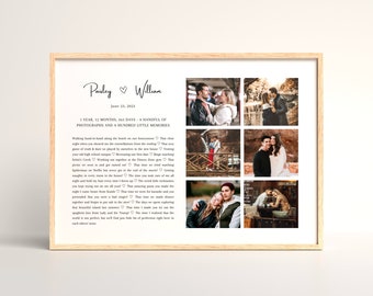 First Anniversary Gift for Him 1 year Anniversary Gift for Boyfriend Girlfriend, Husband Wife Personalized Paper Anniversary Photo Collage