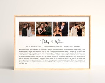 1 Year Anniversary Gift for Boyfriend or Husband Personalized Photo Collage, Sentimental Gift Ideas for Wife, Paper Anniversary Gift for Him