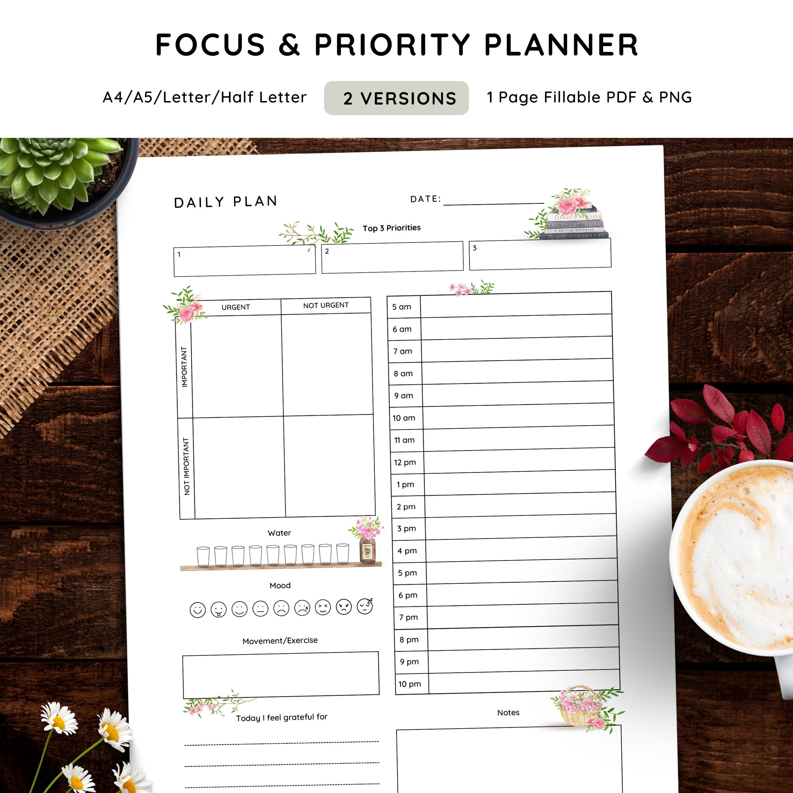 Eisenhower Matrix Printable Daily Productivity Planner - Etsy