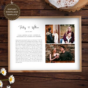 1st Anniversary Gift Personalized Photo Collage for Boyfriend Girlfriend, Paper Anniversary Gift for Husband Wife First One Year Together