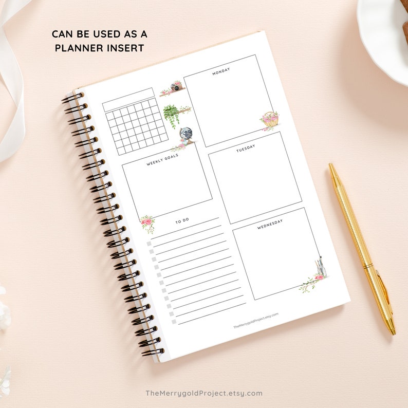 Aesthetic Weekly Planner Printable Week on 2 Pages to Do - Etsy