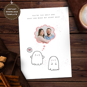 Romantic Spooky Valentines Day Horror Love Card for Girlfriend Boyfriend, Cute Creepy Goth Anniversary Funny Photo Card for Husband Wife