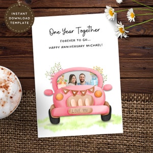 Funny One Year Anniversary Card for Husband, First Wedding Anniversary Personalized Picture Paper Gift for Him Custom Photo Present Idea