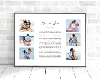 2nd Anniversary Gift for Him, 2 Year Anniversary Gift for Boyfriend, Personalized Photo Collage Instant Download, Long Distance Relationship