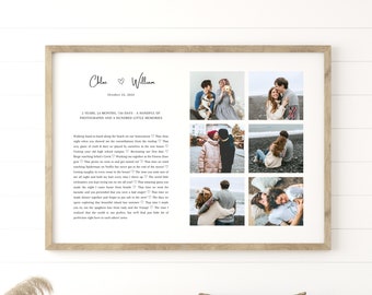 Personalized 2nd Anniversary Gift for Husband, Custom Photo Collage Gift, Romantic 2nd Year Wedding Anniversary Gift for Him Long Distance