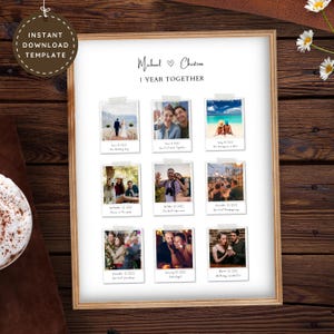 1 Year Anniversary Gift for Husband, Paper Gift for First Anniversary Photo Collage Template, Long Distance Relationship Last Minute Gift