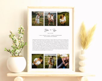 1st Anniversary Gift for Wife, Girlfriend, Personalized Photo Collage, Unique Paper Anniversary Gift for Her, One Year Dating Long Distance