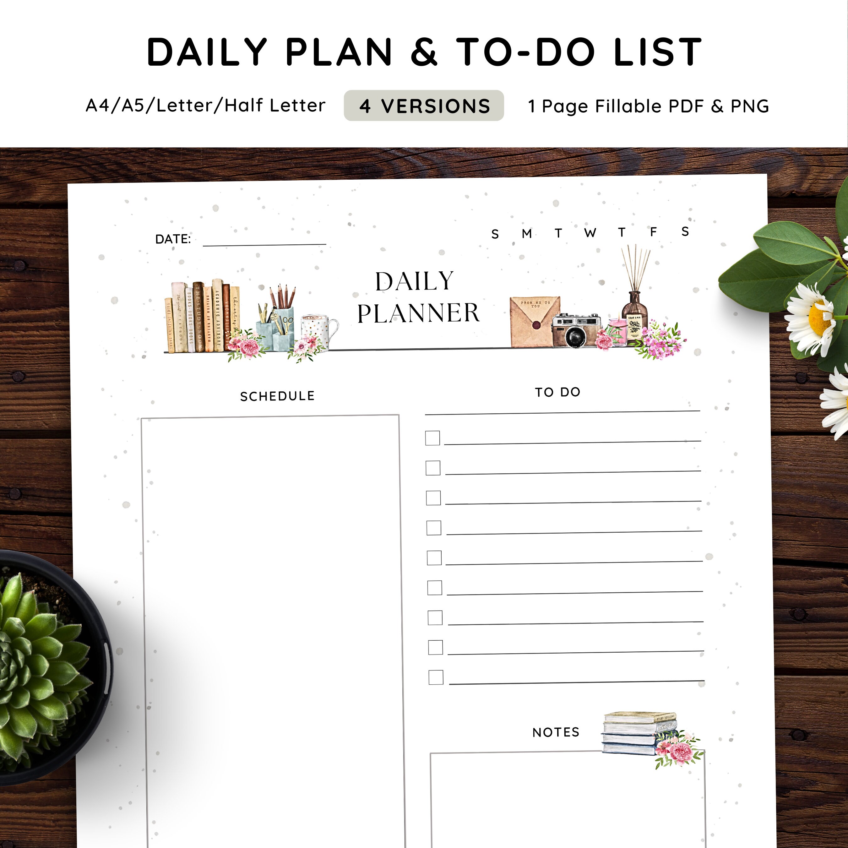 Cute Student Planner Page Printable College Daily Schedule to Do List ...