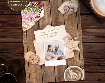 Personalized Valentines Day Card for Boyfriend, Funny Valentines Day Photo Card for Him, First Anniversary Card for Husband Instant Download
