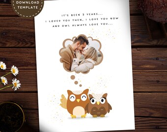 3rd Anniversary Funny Love Card for Her, Personalized Romantic Photo Card for Wife, Third Anniversary Cute Printable Custom Digital Card
