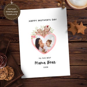 Cartão de Dia das Mães da Mamãe Ursa para a Esposa, Cartão de Nova Mamãe da Filha Bebê, Presente de Dia das Mães de Crianças Pequenas, Cartão de Melhor Mãe de Todos os Tempos do Filho