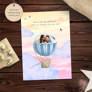 Husband Valentines Day Card Travel Printable Valentines Day Love Card for Boyfriend Personalized, Romantic Anniversary Photo Card For Her