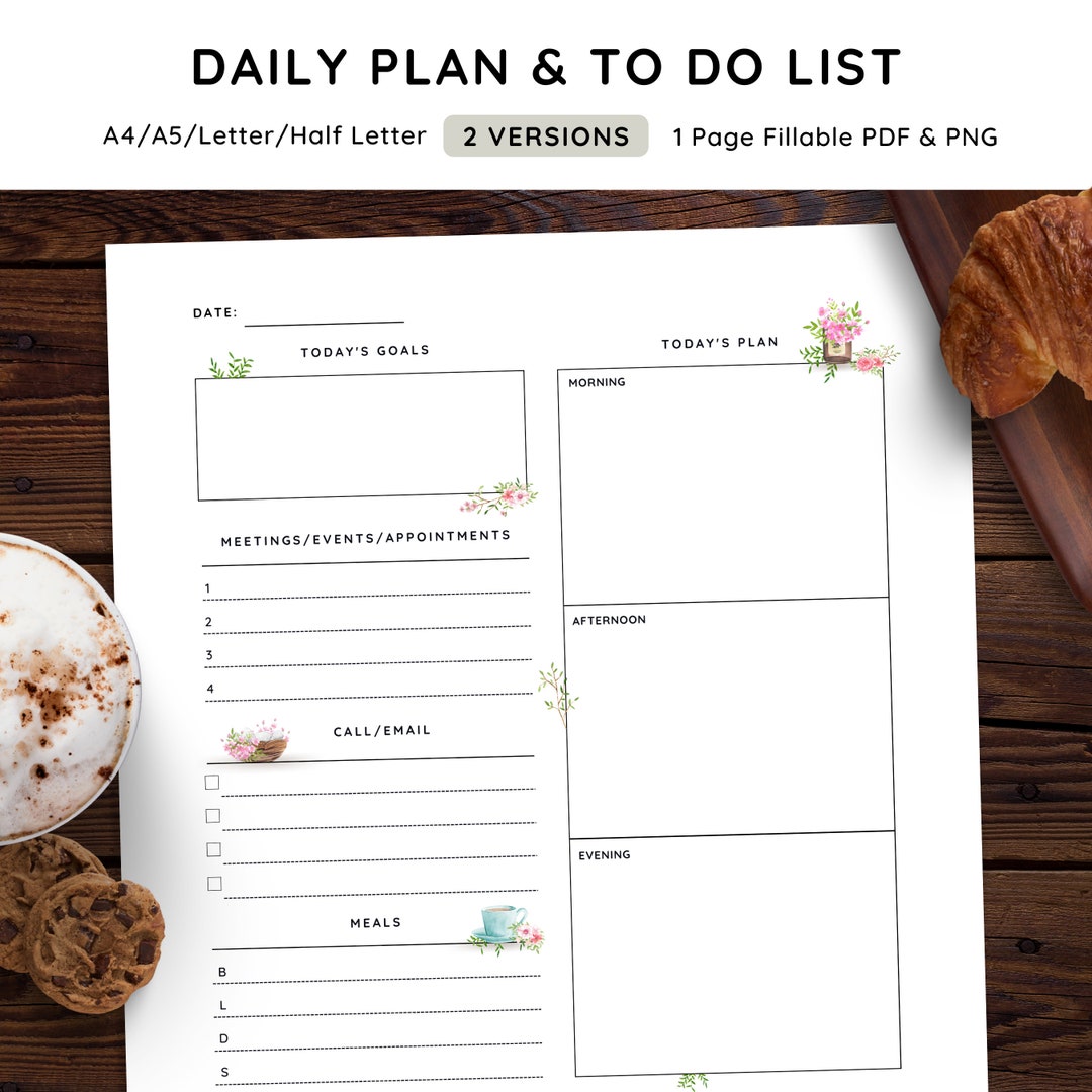 Busy Mom Daily Routine Floral Printable Planner Insert, Watercolor ...