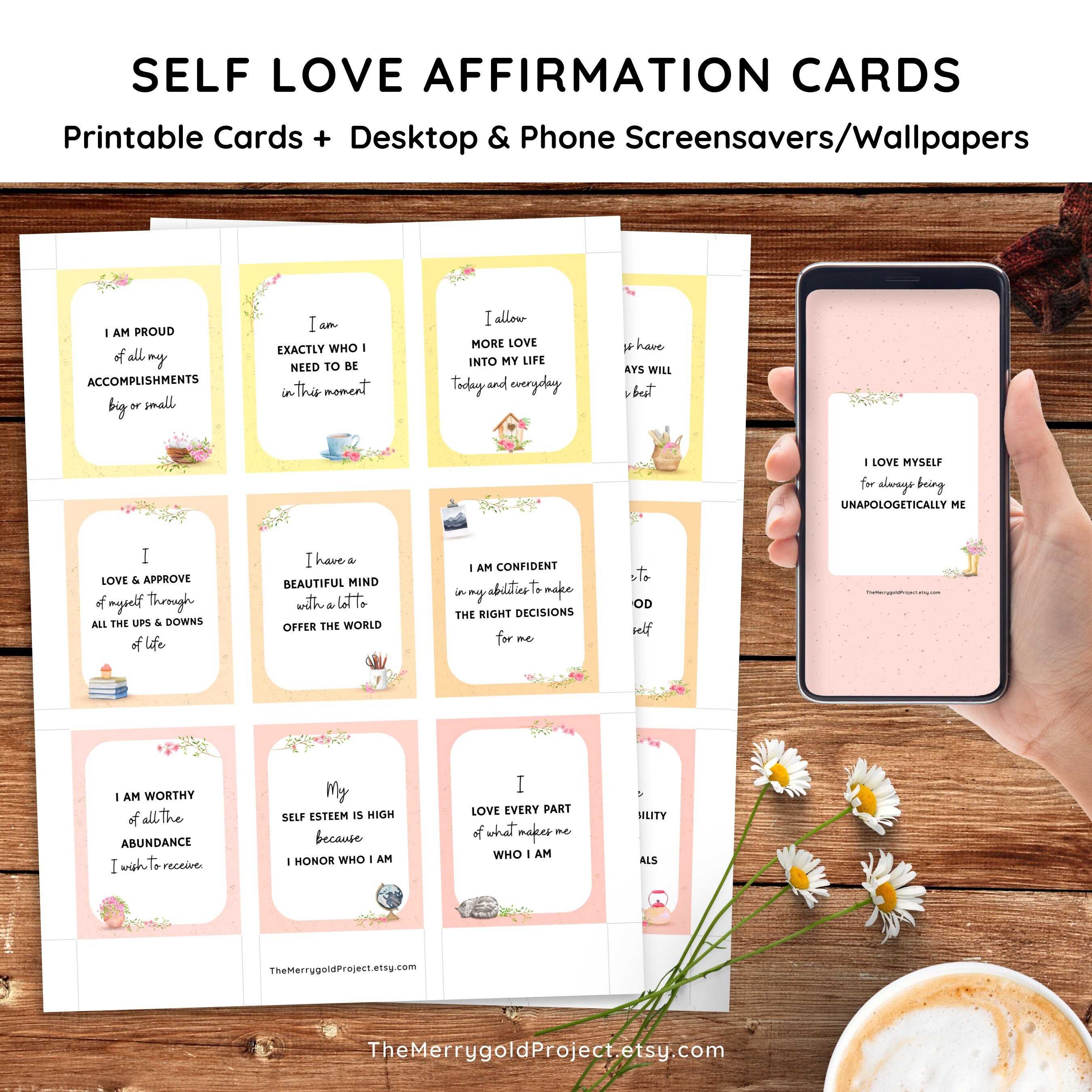 Printable Self Love Affirmation Cards Law of Attraction Phone - Etsy UK