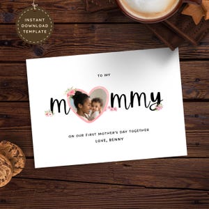 Nosso primeiro cartão de dia das mães do bebê, cartão de primeira mãe, cartão de foto personalizado do primeiro dia das mães, presente para impressão do marido para a esposa