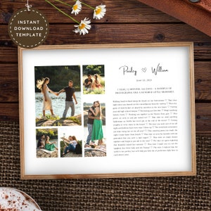 One Year Dating Anniversary Gift Personalized Photo Collage First Year Together Relationship Gift Idea for Girlfriend Boyfriend Husband Wife