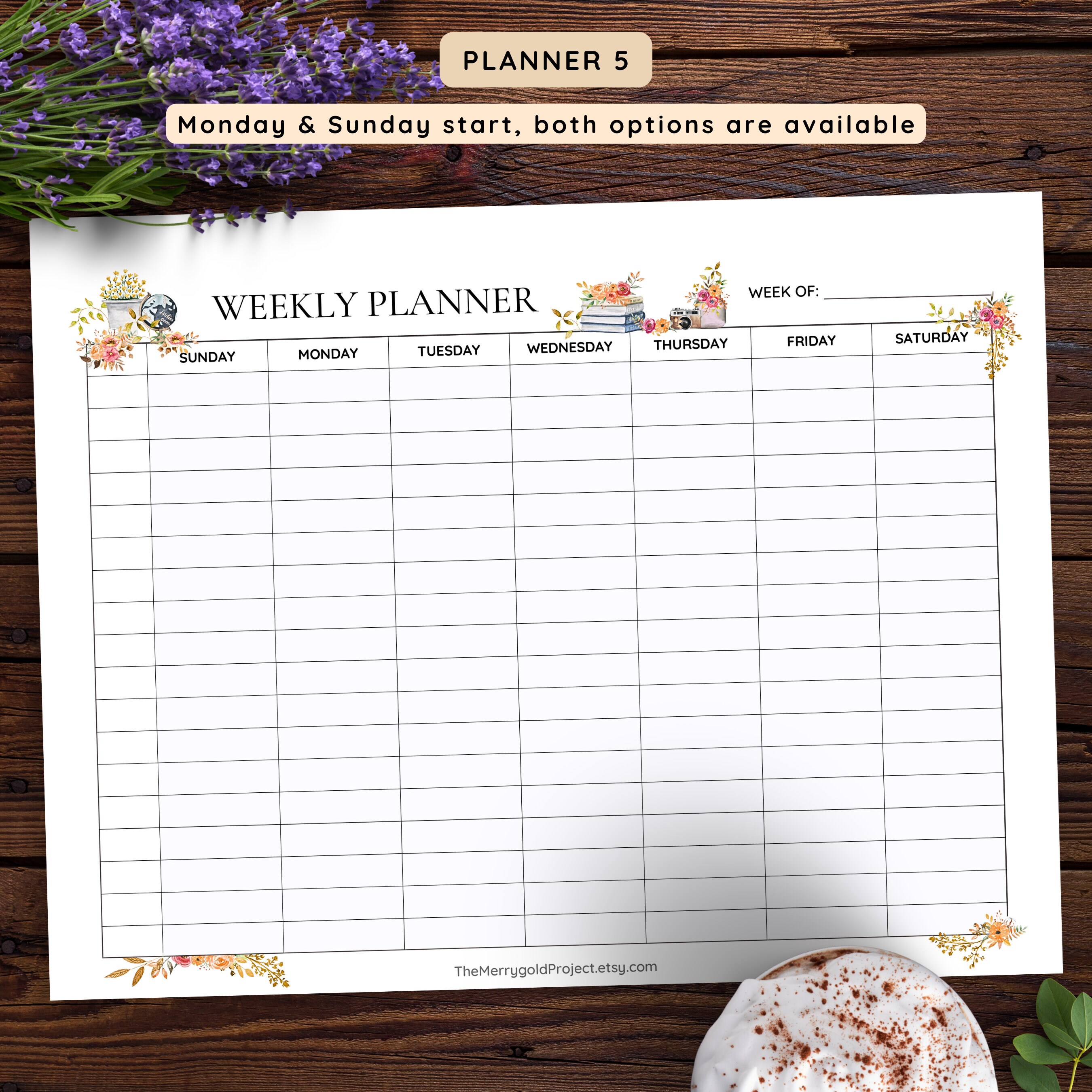 Weekly Schedule to Do List Printable Planner Bundle, Week at a Glance ...