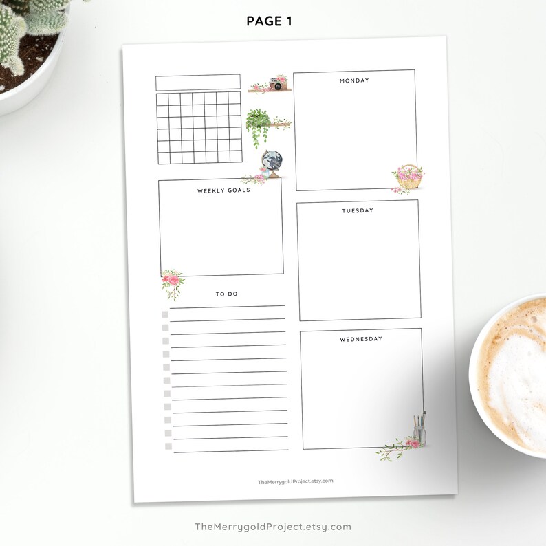 Aesthetic Weekly Planner Printable Week on 2 Pages to Do - Etsy