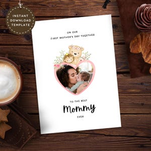 Nosso primeiro cartão de Dia das Mães juntos do bebê, presente fotográfico sentimental para a nova mamãe, lembrança para impressão do primeiro dia das mães do marido para a esposa