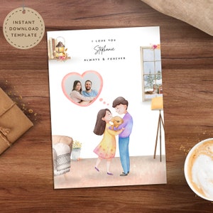 Romantic Valentines Day Photo Card, Cute Valentines Card for Wife, First Anniversary Card for Her, Printable I Love You Card for Girlfriend