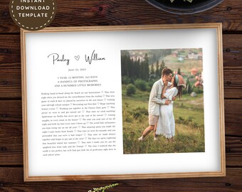 One Year Paper Anniversary Gift for Wife Husband Girlfriend Boyfriend, First Wedding Anniversary Personalized Photo Collage Gift for Him Her