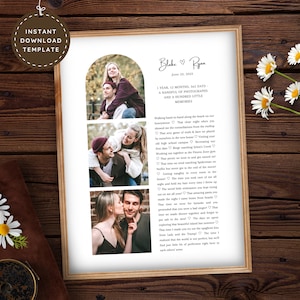 1 Year Anniversary Gift for Boyfriend Girlfriend Husband Wife, Personalized Photo Collage Paper Anniversary, One Year Dating Long Distance