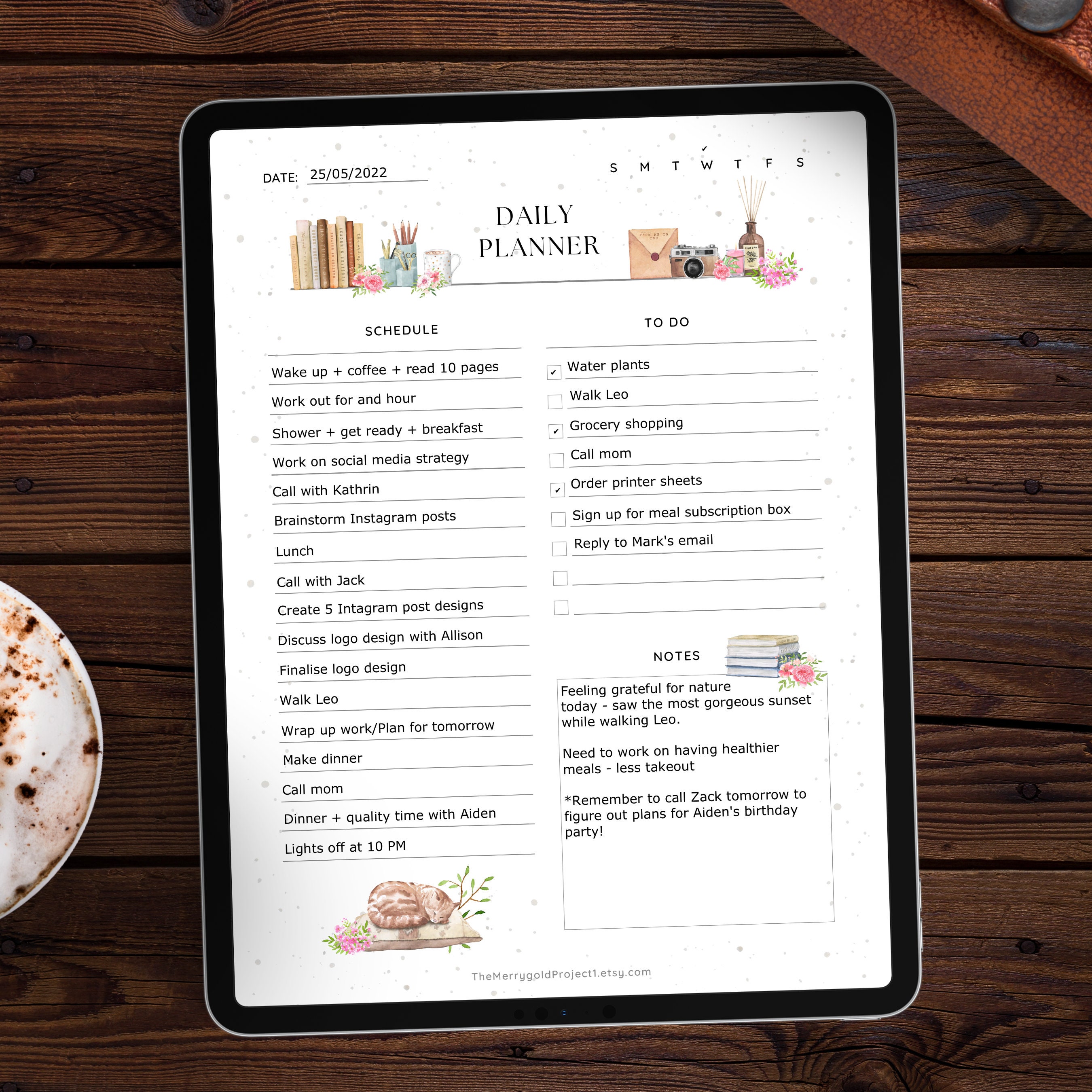 Cute Student Planner Page Printable College Daily Schedule to Do List ...