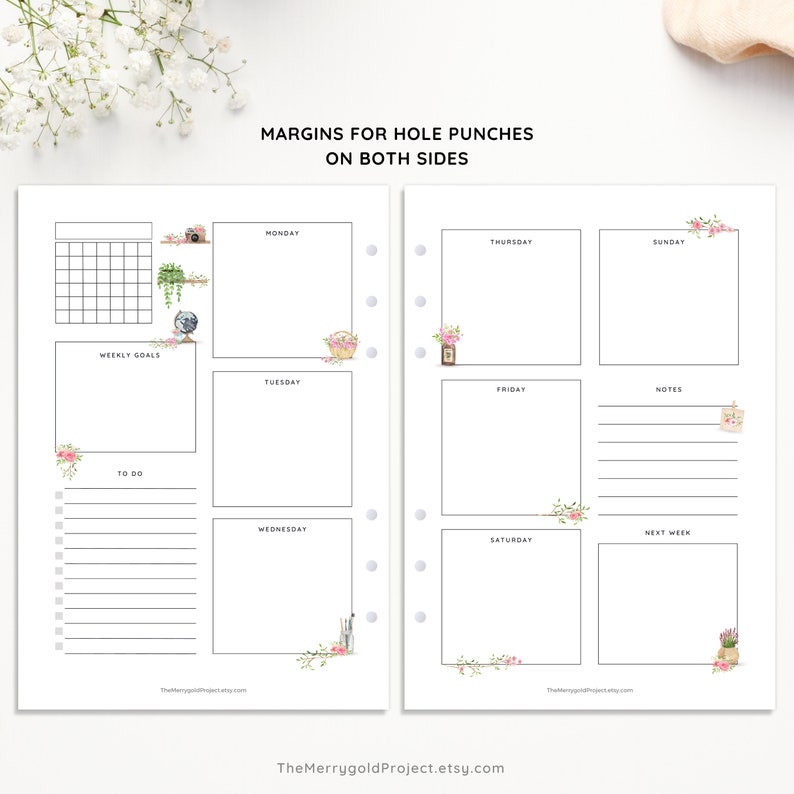 Aesthetic Weekly Planner Printable Week on 2 Pages to Do - Etsy