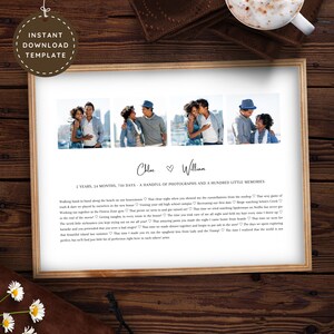 2nd Year Anniversary Gift for Her, Wedding Anniversary Gift for Wife Personalized Photo Collage, Long Distance Relationship Last Minute Gift