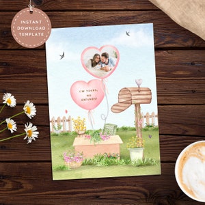 Wife Valentines Day Card I'm Yours No Refunds, Our First Valentines Day Card Personalized Printable, Romantic Anniversary Love Card for Her
