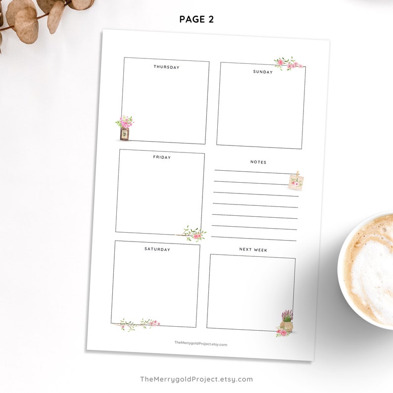 Aesthetic Weekly Planner Printable Week on 2 Pages to Do - Etsy