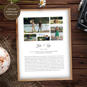 First Anniversary Gift for Him 1 year Anniversary Gift for Boyfriend Girlfriend, Husband Wife Personalized Paper Anniversary Photo Collage