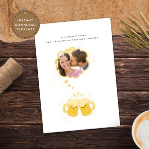 Funny 3rd Anniversary Photo Card for Husband, Third Anniversary Cute Printable Love Card for Boyfriend, Custom Romantic Pun Card for Him