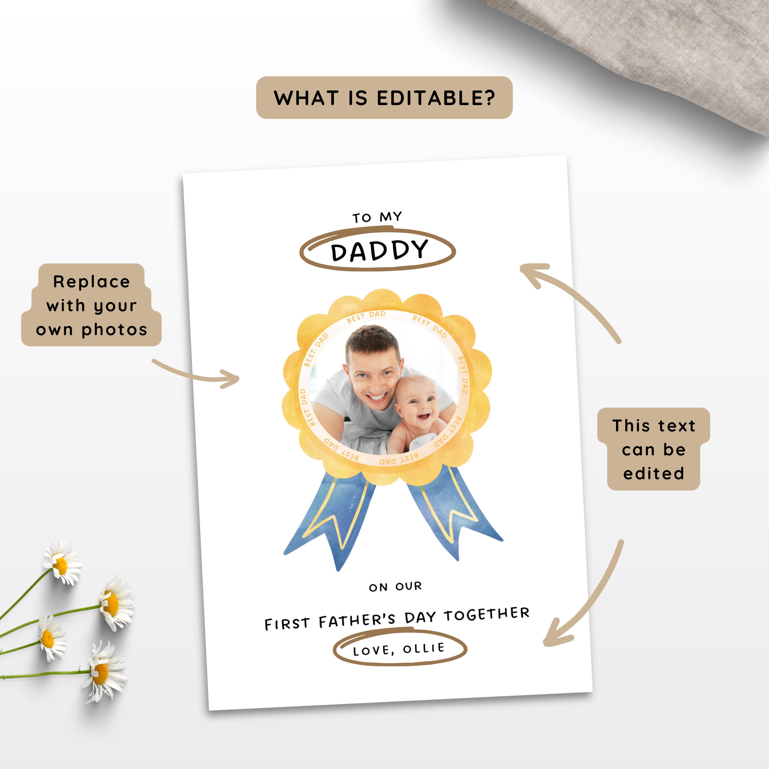 Printable 1st Fathers Day Photo Card From Baby Son & Wife for Husband ...