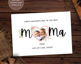 Best Mama Ever Mothers Day Card from Daughter, Personalized Happy Mother's Day Photo Gift from Son, Sentimental Mom Gift from Toddler Kids