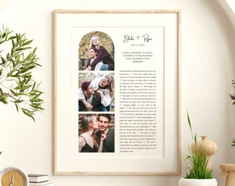 1 Year Anniversary Gift for Boyfriend Girlfriend Husband Wife, Personalized Photo Collage Paper Anniversary, One Year Dating Long Distance