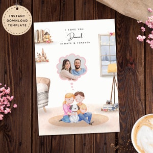 I Love You Card For Him Personalized, Romantic Boyfriend Valentines Day Photo Card Template, Cute One Year Anniversary Card for Husband