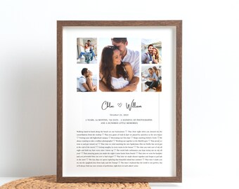 2 Year Anniversary Gifts for Boyfriend, 2nd Anniversary Gift for Husband, Custom Photo Collage Dating Anniversary Personalized Gift for Him