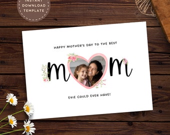 Mothers Day Card from Husband for Wife, Unique Printable Keepsake Photo Card for Daughter in Law, Sentimental Mother's Day Gift for Sister