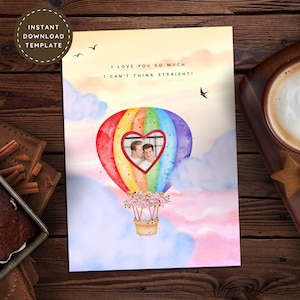 Gay LGBT Valentines Day Photo Card Cute Romantic Love Card for Him, Husband Valentines Day Card Personalized, Gay Boyfriend Anniversary Gift