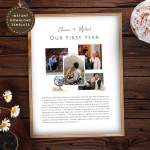 1 Year Anniversary Gift for Boyfriend Girlfriend Husband Wife, Personalized Photo Collage Paper Anniversary, One Year Dating Long Distance