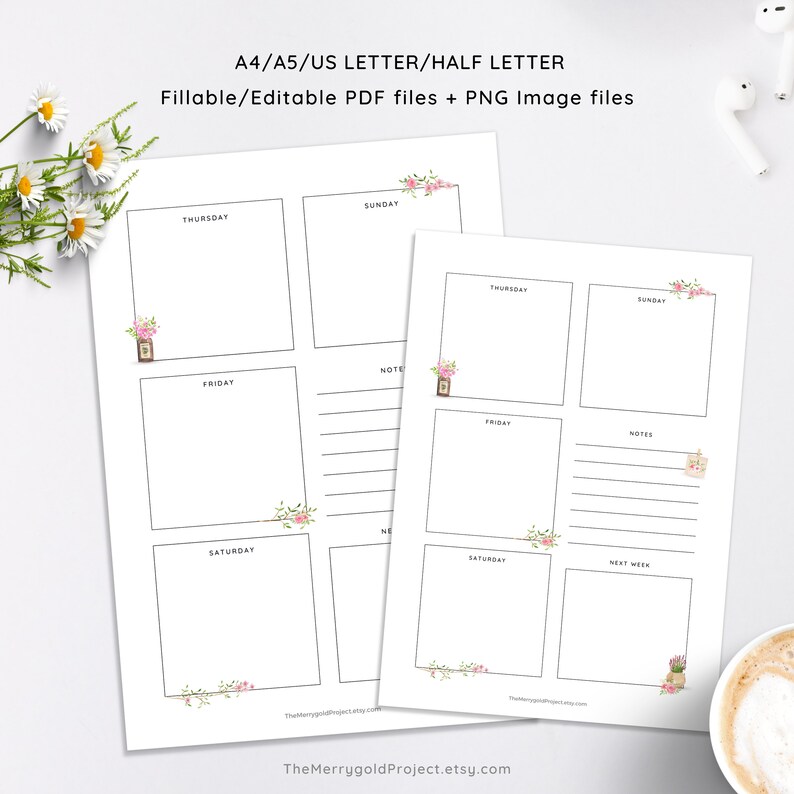 Aesthetic Weekly Planner Printable Week on 2 Pages to Do - Etsy