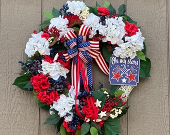 Patriotic Wreath, Independence Day Front Door Wreath, 4th of July Wreath, Patriotic Wreath, Red White and Blue Wreath, Memorial Day Wreath