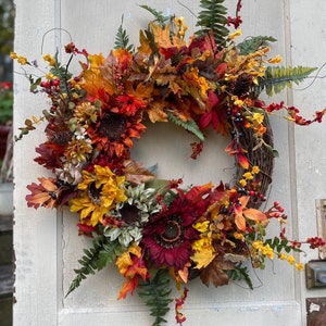 Fall Wreath, Fall Wreaths for Front Door, Front Door Wreath, Rustic Autumn Wreath, Double Door Wreath, Fall Farmhouse Decor, Cottage Core