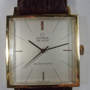 4010 Relógio de pulso quadrado Omega De Ville vintage original, calibre automático Omega 711, C. 1966