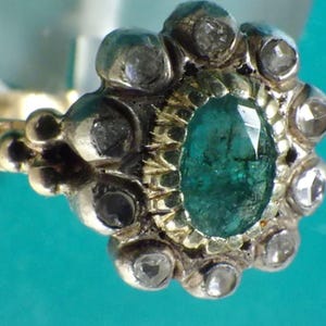 Georgian Emerald & Diamond Ring: 18K Gold, Circa 1820
